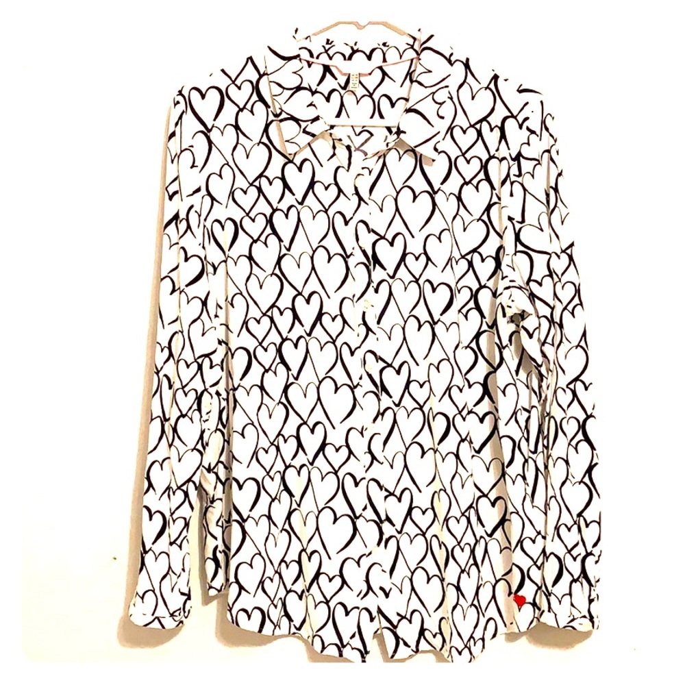 Joules heart pattern long sleeve blouse size 12